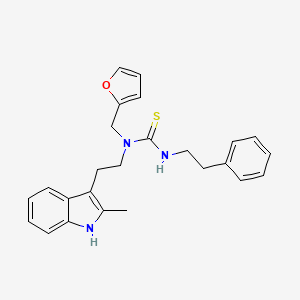 molecular formula C25H27N3OS B2604073 1-(呋喃-2-基甲基)-1-(2-(2-甲基-1H-吲哚-3-基)乙基)-3-苯乙基硫脲 CAS No. 851971-59-0
