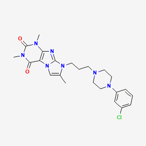 molecular formula C23H28ClN7O2 B2604081 8-(3-(4-(3-chlorophenyl)piperazin-1-yl)propyl)-1,3,7-trimethyl-1H-imidazo[2,1-f]purine-2,4(3H,8H)-dione CAS No. 923229-35-0