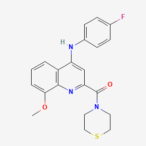 (4-((4-Fluorophenyl)amino)-8-methoxyquinolin-2-yl)(thiomorpholino)methanone