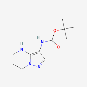 molecular formula C11H18N4O2 B2604105 叔丁基N-{4H,5H,6H,7H-吡唑并[1,5-a]嘧啶-3-基}氨基甲酸酯 CAS No. 2091447-06-0
