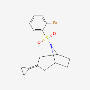 molecular formula C16H18BrNO2S B2604124 8-(2-Bromobenzenesulfonyl)-3-cyclopropylidene-8-azabicyclo[3.2.1]octane CAS No. 2190365-59-2