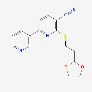 2-[2-(1,3-Dioxolan-2-yl)ethylsulfanyl]-6-pyridin-3-ylpyridine-3-carbonitrile