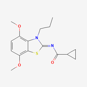 molecular formula C16H20N2O3S B2604138 N-(4,7-dimethoxy-3-propyl-1,3-benzothiazol-2-ylidene)cyclopropanecarboxamide CAS No. 898375-11-6