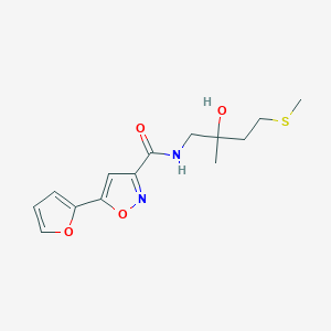 molecular formula C14H18N2O4S B2604154 5-(呋喃-2-基)-N-(2-羟基-2-甲基-4-(甲硫基)丁基)异恶唑-3-甲酰胺 CAS No. 1396809-68-9