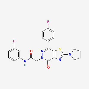 molecular formula C23H19F2N5O2S B2604155 N-(3-氟苯基)-2-(7-(4-氟苯基)-4-氧代-2-(吡咯烷-1-基)噻唑并[4,5-d]嘧啶-5(4H)-基)乙酰胺 CAS No. 1169967-37-6