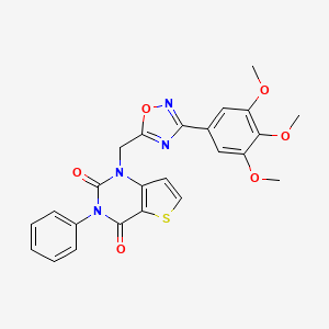 molecular formula C24H20N4O6S B2604161 3-Phenyl-1-[[3-(3,4,5-trimethoxyphenyl)-1,2,4-oxadiazol-5-yl]methyl]thieno[3,2-d]pyrimidine-2,4-dione CAS No. 1226456-15-0