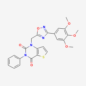 molecular formula C24H20N4O6S B2604161 3-phenyl-1-{[3-(3,4,5-trimethoxyphenyl)-1,2,4-oxadiazol-5-yl]methyl}-1H,2H,3H,4H-thieno[3,2-d]pyrimidine-2,4-dione CAS No. 1226456-15-0