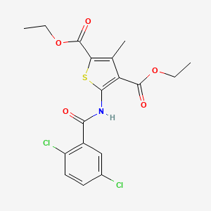 molecular formula C18H17Cl2NO5S B2604168 5-(2,5-二氯苯甲酰胺)-3-甲硫代吩-2,4-二甲酸二乙酯 CAS No. 476293-68-2
