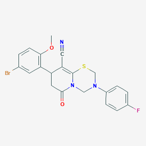 8-(5-bromo-2-methoxyphenyl)-3-(4-fluorophenyl)-6-oxo-3,4,7,8-tetrahydro-2H,6H-pyrido[2,1-b][1,3,5]thiadiazine-9-carbonitrile