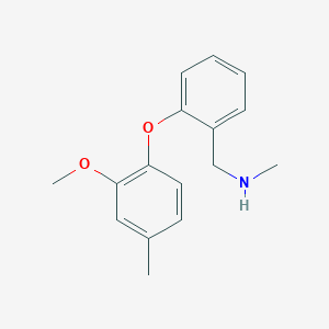 molecular formula C16H19NO2 B2604171 {[2-(2-Methoxy-4-methylphenoxy)phenyl]methyl}(methyl)amine CAS No. 1095149-42-0