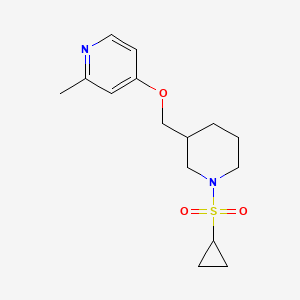 molecular formula C15H22N2O3S B2604173 4-[(1-Cyclopropylsulfonylpiperidin-3-yl)methoxy]-2-methylpyridine CAS No. 2379971-20-5