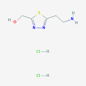 molecular formula C5H11Cl2N3OS B2604178 [5-(2-Aminoethyl)-1,3,4-thiadiazol-2-yl]methanol;dihydrochloride CAS No. 2411263-28-8