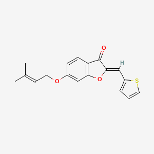 molecular formula C18H16O3S B2604186 (Z)-6-((3-甲基丁-2-烯-1-基)氧基)-2-(噻吩-2-基亚甲基)苯并呋喃-3(2H)-酮 CAS No. 623121-81-3