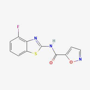 molecular formula C11H6FN3O2S B2604191 N-(4-氟苯并[d]噻唑-2-基)异恶唑-5-甲酰胺 CAS No. 919752-12-8
