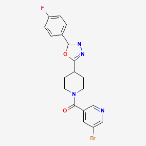 molecular formula C19H16BrFN4O2 B2604195 (5-Bromopyridin-3-yl)(4-(5-(4-fluorophenyl)-1,3,4-oxadiazol-2-yl)piperidin-1-yl)methanone CAS No. 1211086-76-8