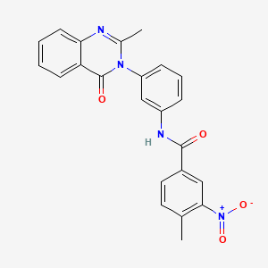 molecular formula C23H18N4O4 B2604199 4-甲基-N-[3-(2-甲基-4-氧代喹唑啉-3-基)苯基]-3-硝基苯甲酰胺 CAS No. 898428-46-1