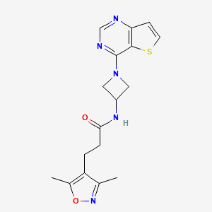 molecular formula C17H19N5O2S B2604202 3-(3,5-Dimethyl-1,2-oxazol-4-yl)-N-(1-thieno[3,2-d]pyrimidin-4-ylazetidin-3-yl)propanamide CAS No. 2380169-66-2