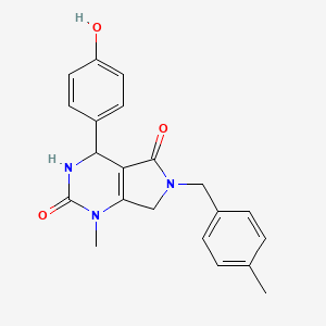 molecular formula C21H21N3O3 B2604206 4-(4-hydroxyphenyl)-1-methyl-6-(4-methylbenzyl)-3,4,6,7-tetrahydro-1H-pyrrolo[3,4-d]pyrimidine-2,5-dione CAS No. 1203001-98-2