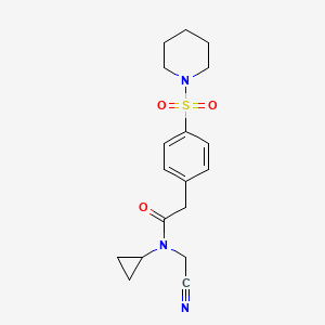 molecular formula C18H23N3O3S B2604207 N-(cyanomethyl)-N-cyclopropyl-2-(4-piperidin-1-ylsulfonylphenyl)acetamide CAS No. 1333725-92-0