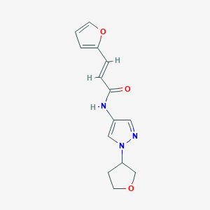 molecular formula C14H15N3O3 B2604211 (E)-3-(furan-2-yl)-N-(1-(tetrahydrofuran-3-yl)-1H-pyrazol-4-yl)acrylamide CAS No. 1798431-80-7
