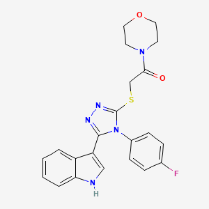 molecular formula C22H20FN5O2S B2604216 2-((4-(4-fluorophenyl)-5-(1H-indol-3-yl)-4H-1,2,4-triazol-3-yl)thio)-1-morpholinoethanone CAS No. 852167-62-5