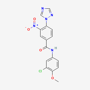 molecular formula C16H12ClN5O4 B2604221 N-(3-chloro-4-methoxyphenyl)-3-nitro-4-(1H-1,2,4-triazol-1-yl)benzenecarboxamide CAS No. 338408-06-3