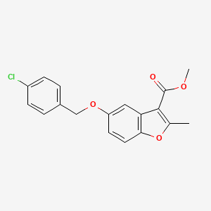molecular formula C18H15ClO4 B2604223 Methyl 5-[(4-chlorophenyl)methoxy]-2-methyl-1-benzofuran-3-carboxylate CAS No. 300674-29-7