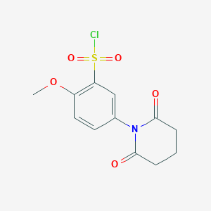 molecular formula C12H12ClNO5S B2604225 5-(2,6-Dioxopiperidin-1-yl)-2-methoxybenzenesulfonyl chloride CAS No. 927999-81-3