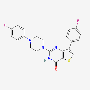 molecular formula C22H18F2N4OS B2604228 7-(4-fluorophenyl)-2-(4-(4-fluorophenyl)piperazin-1-yl)thieno[3,2-d]pyrimidin-4(3H)-one CAS No. 1242973-87-0