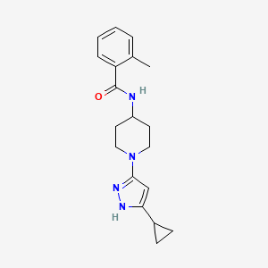 molecular formula C19H24N4O B2604229 N-(1-(5-cyclopropyl-1H-pyrazol-3-yl)piperidin-4-yl)-2-methylbenzamide CAS No. 1902913-05-6
