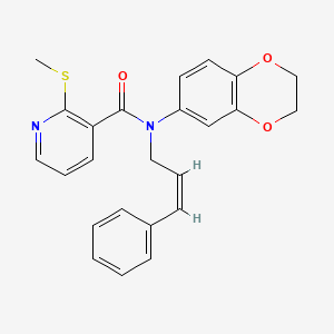 molecular formula C24H22N2O3S B2604231 N-(2,3-Dihydro-1,4-benzodioxin-6-yl)-2-methylsulfanyl-N-[(Z)-3-phenylprop-2-enyl]pyridine-3-carboxamide CAS No. 926596-74-9