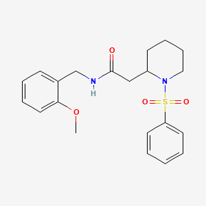 molecular formula C21H26N2O4S B2604240 N-(2-methoxybenzyl)-2-(1-(phenylsulfonyl)piperidin-2-yl)acetamide CAS No. 1021074-10-1