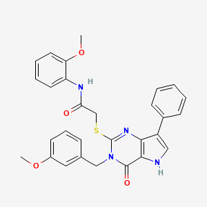 molecular formula C29H26N4O4S B2604241 2-((3-(3-甲氧基苄基)-4-氧代-7-苯基-4,5-二氢-3H-吡咯并[3,2-d]嘧啶-2-基)硫代)-N-(2-甲氧基苯基)乙酰胺 CAS No. 1794887-41-4