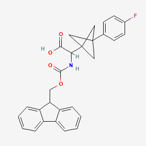 molecular formula C28H24FNO4 B2604244 2-(9H-Fluoren-9-ylmethoxycarbonylamino)-2-[3-(4-fluorophenyl)-1-bicyclo[1.1.1]pentanyl]acetic acid CAS No. 2287261-82-7