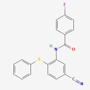 molecular formula C20H13FN2OS B2604247 N-[5-cyano-2-(phenylsulfanyl)phenyl]-4-fluorobenzenecarboxamide CAS No. 337923-99-6