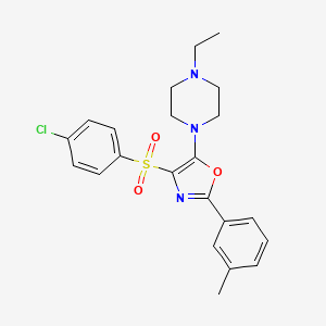 molecular formula C22H24ClN3O3S B2604255 4-((4-氯苯基)磺酰基)-5-(4-乙基哌嗪-1-基)-2-(间甲苯基)恶唑 CAS No. 862759-00-0