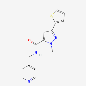 molecular formula C15H14N4OS B2604261 1-methyl-N-(pyridin-4-ylmethyl)-3-(thiophen-2-yl)-1H-pyrazole-5-carboxamide CAS No. 1022642-71-2