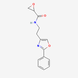 molecular formula C14H14N2O3 B2604264 N-[2-(2-Phenyl-1,3-oxazol-4-yl)ethyl]oxirane-2-carboxamide CAS No. 2411286-46-7