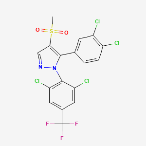 molecular formula C17H9Cl4F3N2O2S B2604266 5-(3,4-二氯苯基)-1-[2,6-二氯-4-(三氟甲基)苯基]-4-(甲磺酰基)-1H-吡唑 CAS No. 400088-06-4