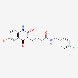 molecular formula C19H17BrClN3O3 B2604271 4-(6-bromo-2,4-dioxo-1,4-dihydroquinazolin-3(2H)-yl)-N-(4-chlorobenzyl)butanamide CAS No. 892285-37-9
