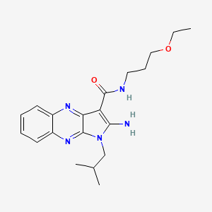 molecular formula C20H27N5O2 B2604272 2-amino-N-(3-ethoxypropyl)-1-(2-methylpropyl)-1H-pyrrolo[2,3-b]quinoxaline-3-carboxamide CAS No. 577699-96-8