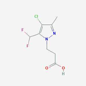 molecular formula C8H9ClF2N2O2 B2604283 3-[4-Chloro-5-(difluoromethyl)-3-methylpyrazol-1-yl]propanoic acid CAS No. 1946818-67-2