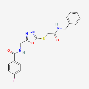 N-[[5-[2-(benzylamino)-2-oxoethyl]sulfanyl-1,3,4-oxadiazol-2-yl]methyl]-4-fluorobenzamide