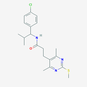 N-[1-(4-chlorophenyl)-2-methylpropyl]-3-[4,6-dimethyl-2-(methylsulfanyl)pyrimidin-5-yl]propanamide