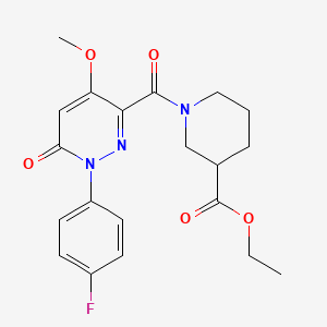 molecular formula C20H22FN3O5 B2604293 Ethyl 1-(1-(4-fluorophenyl)-4-methoxy-6-oxo-1,6-dihydropyridazine-3-carbonyl)piperidine-3-carboxylate CAS No. 941969-54-6