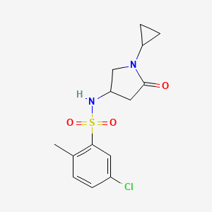 molecular formula C14H17ClN2O3S B2604310 5-chloro-N-(1-cyclopropyl-5-oxopyrrolidin-3-yl)-2-methylbenzenesulfonamide CAS No. 1396684-32-4