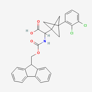 molecular formula C28H23Cl2NO4 B2604311 2-[3-(2,3-Dichlorophenyl)-1-bicyclo[1.1.1]pentanyl]-2-(9H-fluoren-9-ylmethoxycarbonylamino)acetic acid CAS No. 2287263-02-7
