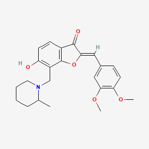 (Z)-2-(3,4-dimethoxybenzylidene)-6-hydroxy-7-((2-methylpiperidin-1-yl)methyl)benzofuran-3(2H)-one