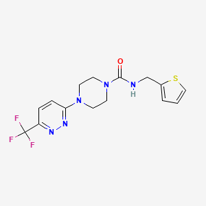 molecular formula C15H16F3N5OS B2604314 N-(Thiophen-2-ylmethyl)-4-[6-(trifluoromethyl)pyridazin-3-yl]piperazine-1-carboxamide CAS No. 2380179-62-2