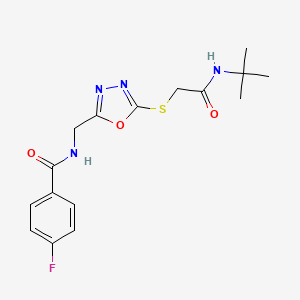 N-[[5-[2-(tert-butylamino)-2-oxoethyl]sulfanyl-1,3,4-oxadiazol-2-yl]methyl]-4-fluorobenzamide